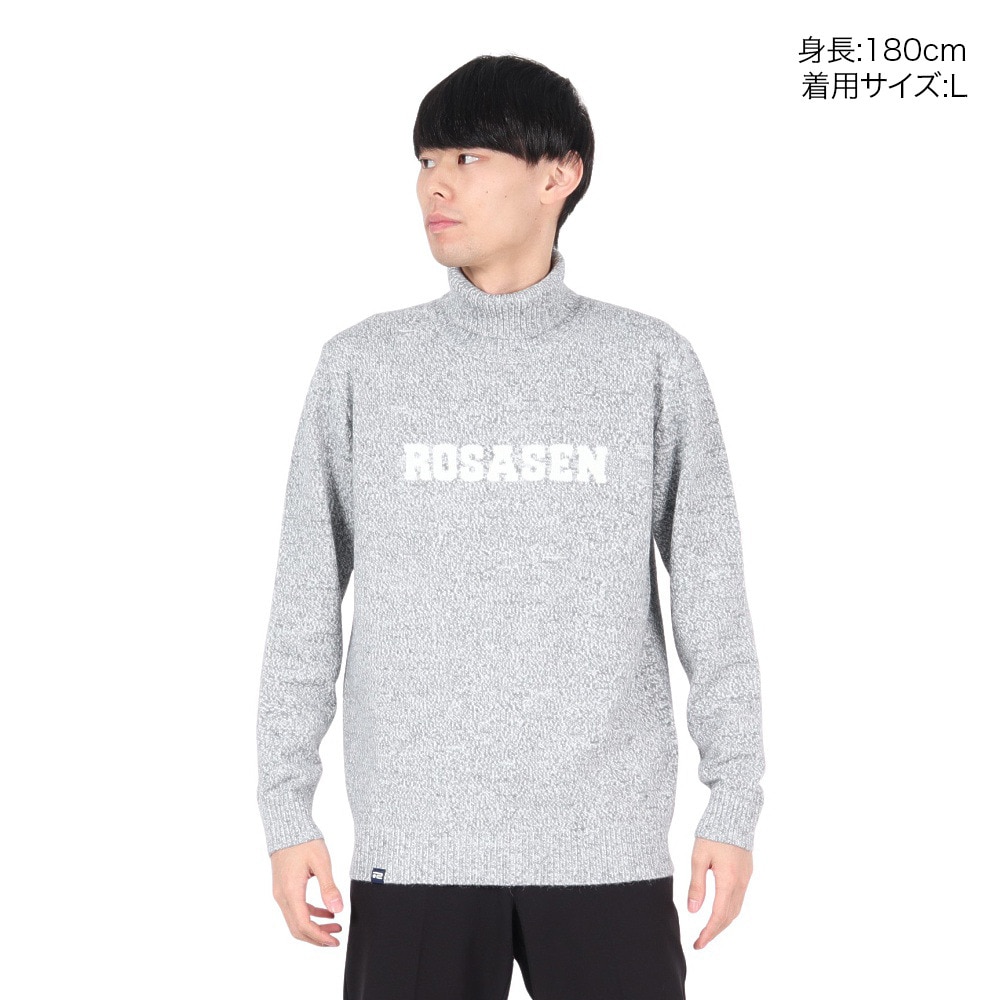 ROSASEN（メンズ）ゴルフウェア ミックスツイード インターシャニット 長袖セーター 044-12011-013-24AW