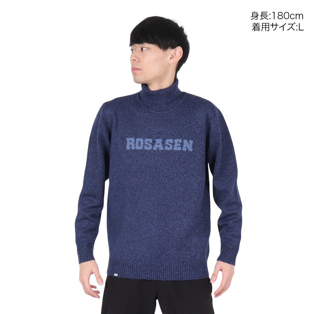 ROSASEN（メンズ）ゴルフウェア ミックスツイード インターシャニット 044-12011-098-24AW
