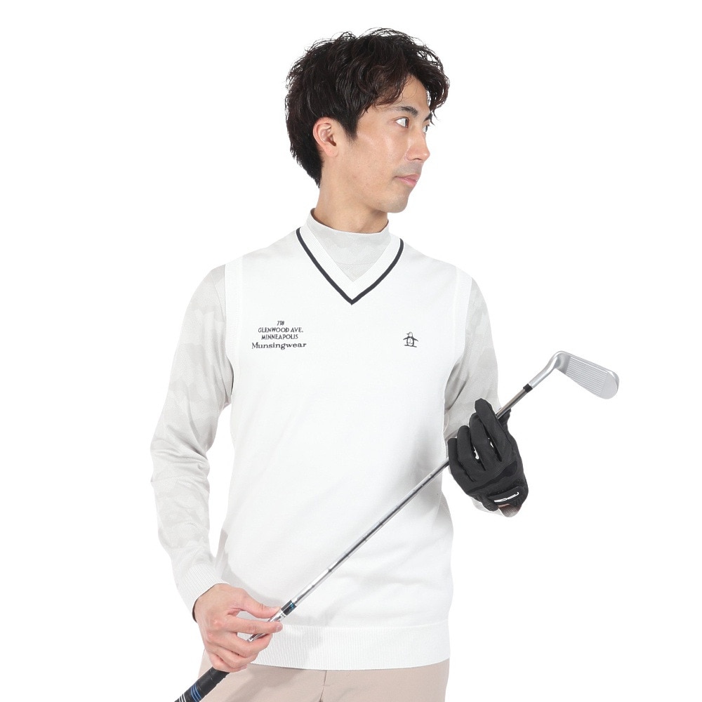 マンシングウエア（MUNSING WEAR）（メンズ）ゴルフウェア VネックニットVT MGMXJL82 WH00