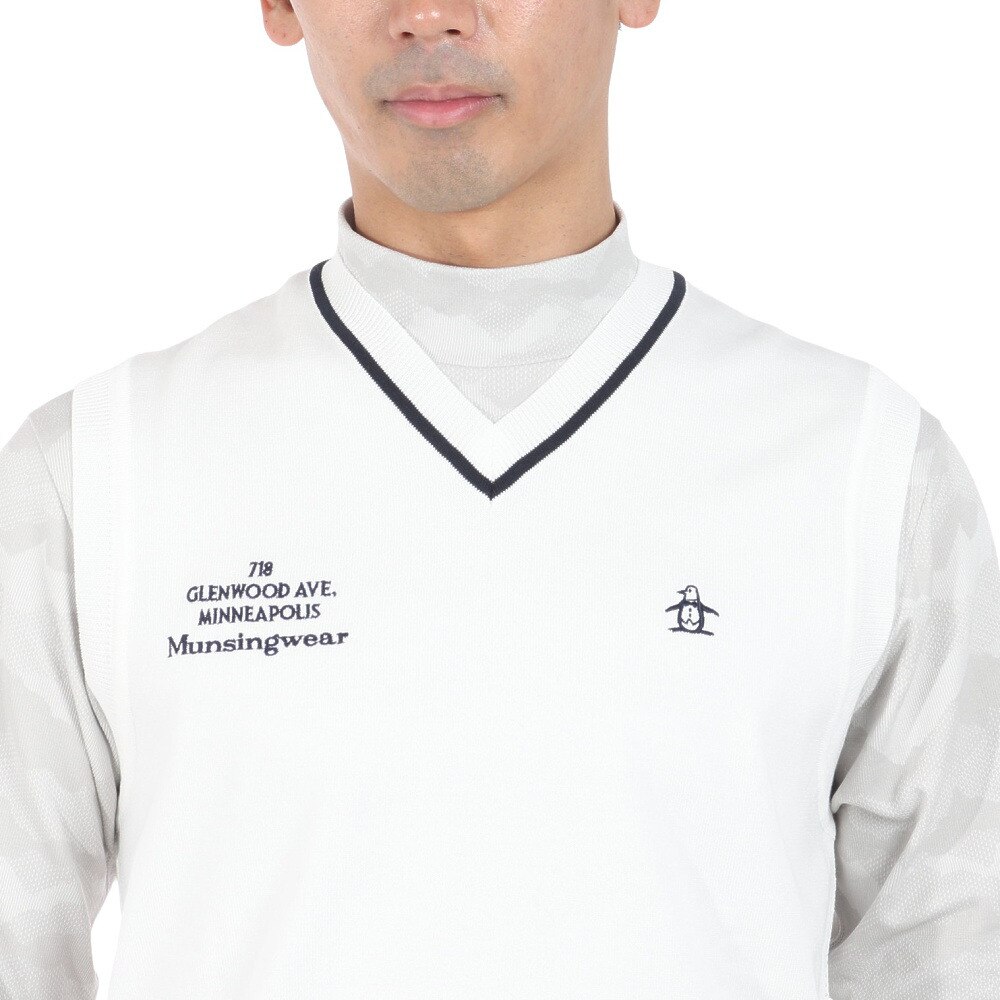 マンシングウエア（MUNSING WEAR）（メンズ）ゴルフウェア VネックニットVT MGMXJL82 WH00