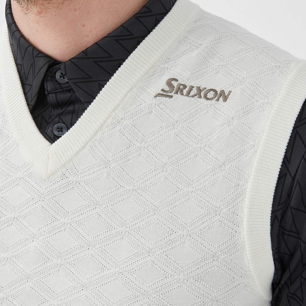 スリクソン（SRIXON）（メンズ）ゴルフウェア 吸汗速乾 長袖 ウェーブフォームパターンVネックベスト RG4FVE01M WH00
