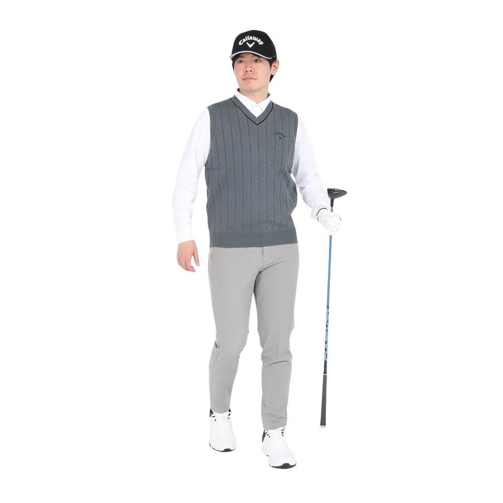キャロウェイ（CALLAWAY）（メンズ）ゴルフウェア ヘリンボーンVネックニットベスト C25119100-1020
