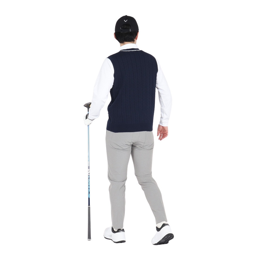 キャロウェイ（CALLAWAY）（メンズ）ゴルフウェア ヘリンボーンVネックニットベスト C25119100-1120