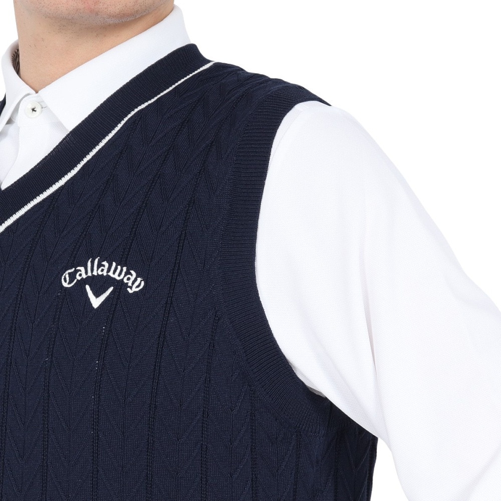 キャロウェイ（CALLAWAY）（メンズ）ゴルフウェア ヘリンボーンVネックニットベスト C25119100-1120