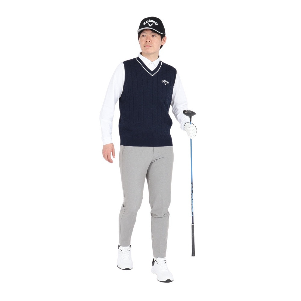 キャロウェイ（CALLAWAY）（メンズ）ゴルフウェア ヘリンボーンVネックニットベスト C25119100-1120