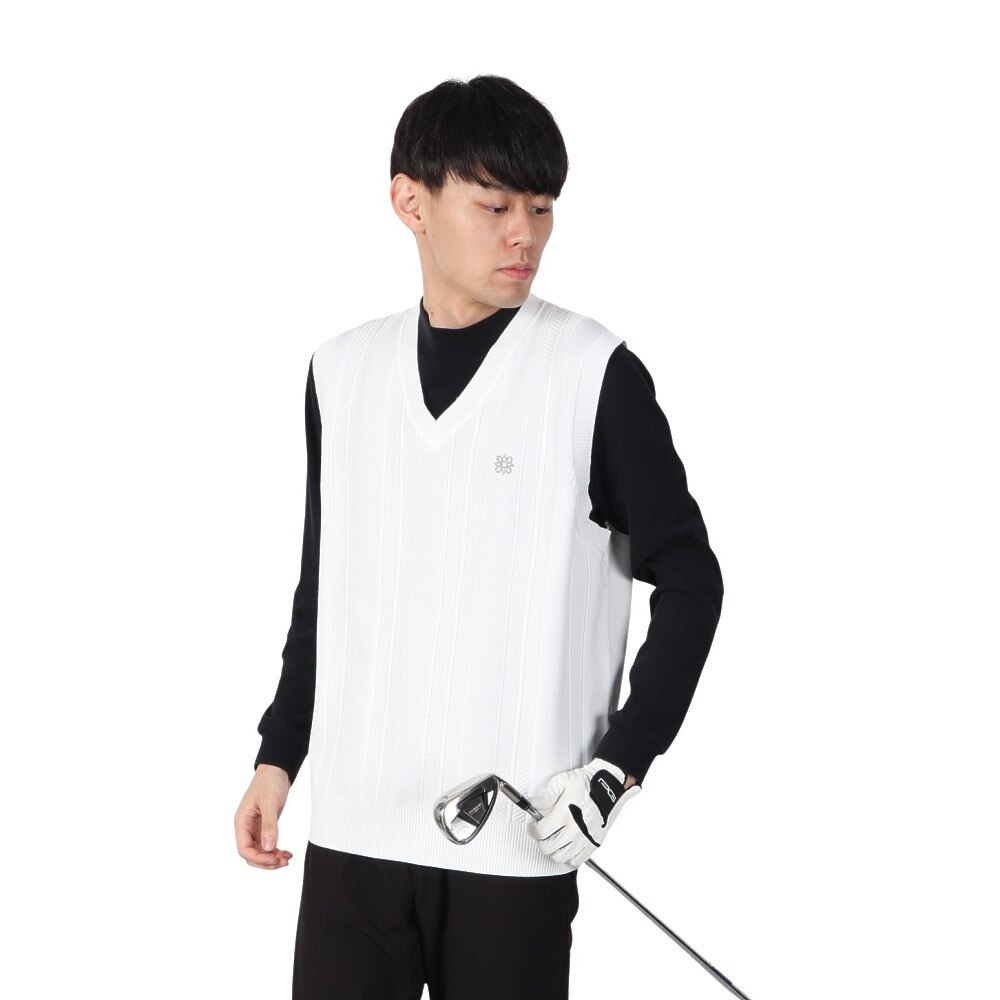セントアンドリュース（ST.ANDREWS）（メンズ）ゴルフウェア 12G V地柄 Vネックニットベストプルオーバー 042-5173251-030