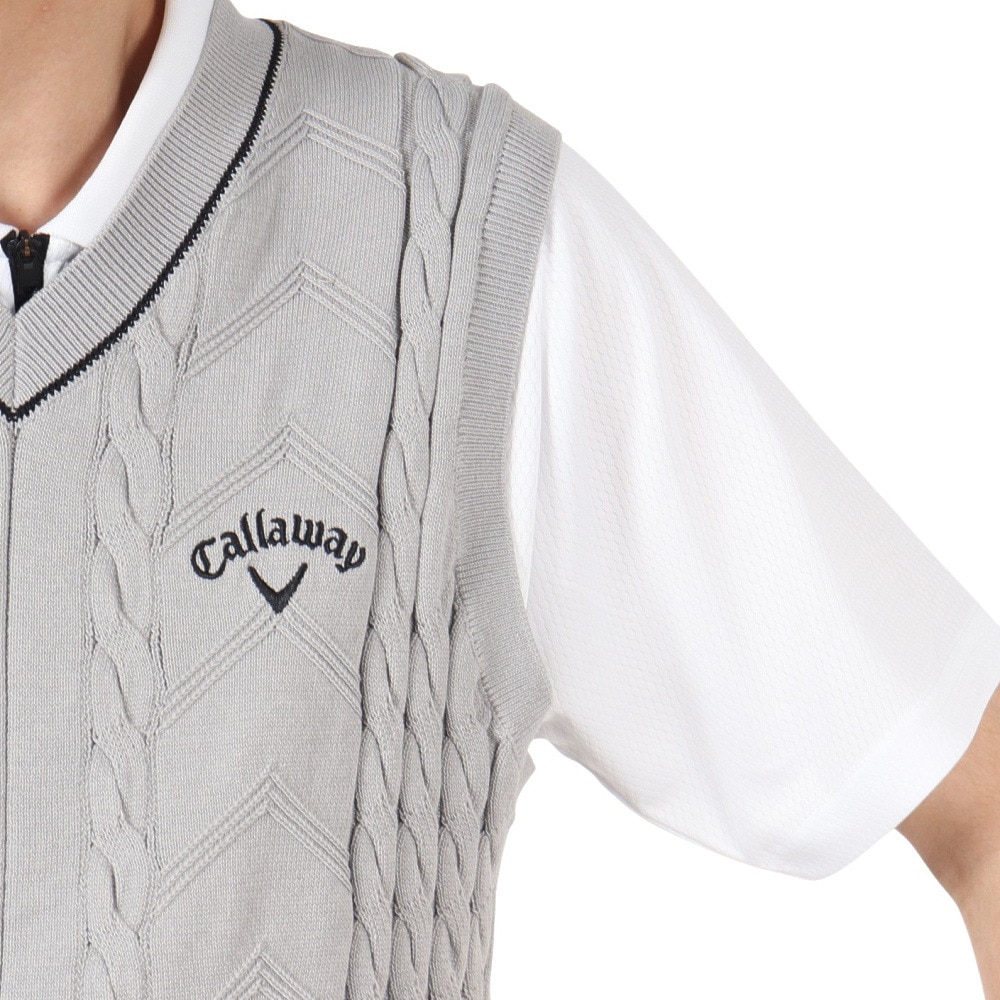 キャロウェイ（CALLAWAY）（メンズ）ゴルフウェア Vネックケーブルニットベスト C25219100-1020