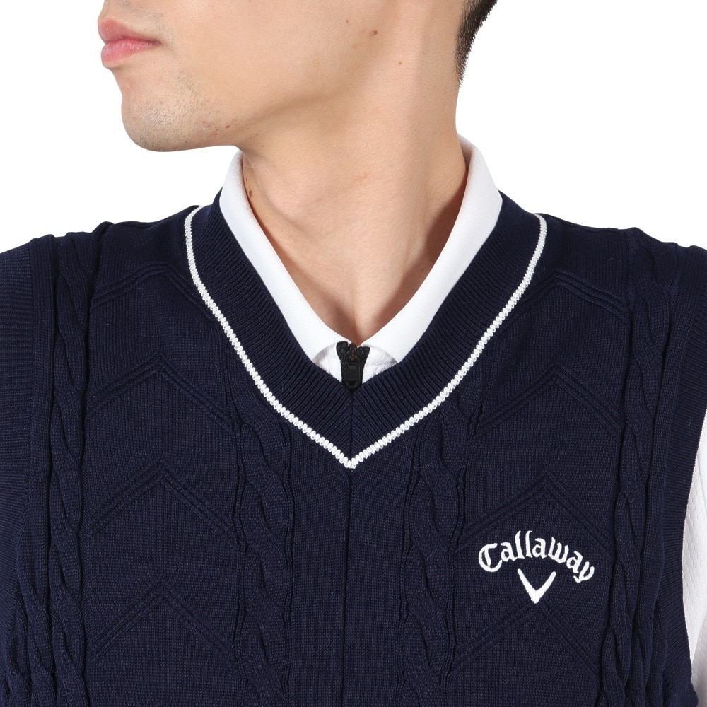 キャロウェイ（CALLAWAY）（メンズ）ゴルフウェア Vネックケーブルニットベスト C25219100-1120