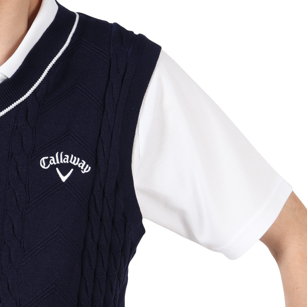 キャロウェイ（CALLAWAY）（メンズ）ゴルフウェア Vネックケーブルニットベスト C25219100-1120