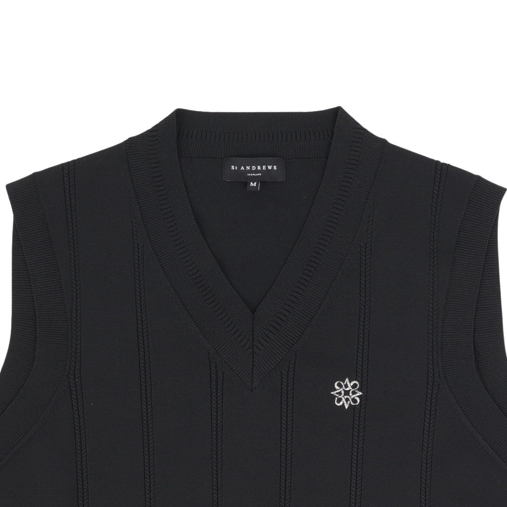 セントアンドリュース（ST.ANDREWS）（メンズ）ゴルフウェア 14G天竺×ケーブル Vネックニットベスト 042-5273851-010