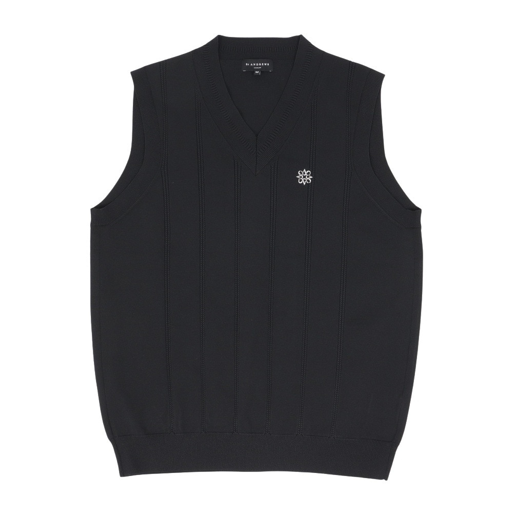 セントアンドリュース（ST.ANDREWS）（メンズ）ゴルフウェア 14G天竺×ケーブル Vネックニットベスト 042-5273851-010
