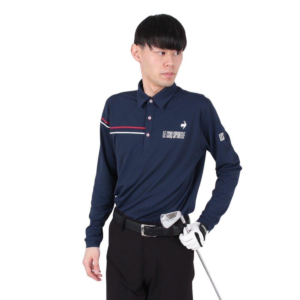 ルコックスポルティフ（lecoqsportif）（メンズ）ゴルフウェア 吸汗速乾 鹿の子 長袖シャツ LG5SLS00M NV00