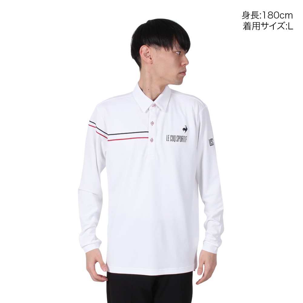 ルコックスポルティフ（lecoqsportif）（メンズ）ゴルフウェア 吸汗速乾 鹿の子 長袖シャツ LG5SLS00M WH00
