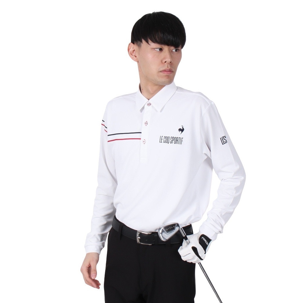 ルコックスポルティフ(lecoqsportif)ゴルフウェア 吸汗速乾 鹿の子 長袖シャツ LG5SLS00M WH00(Me… ルコックスポルティフ（lecoqsportif）（メンズ）ゴルフウェア 吸汗速