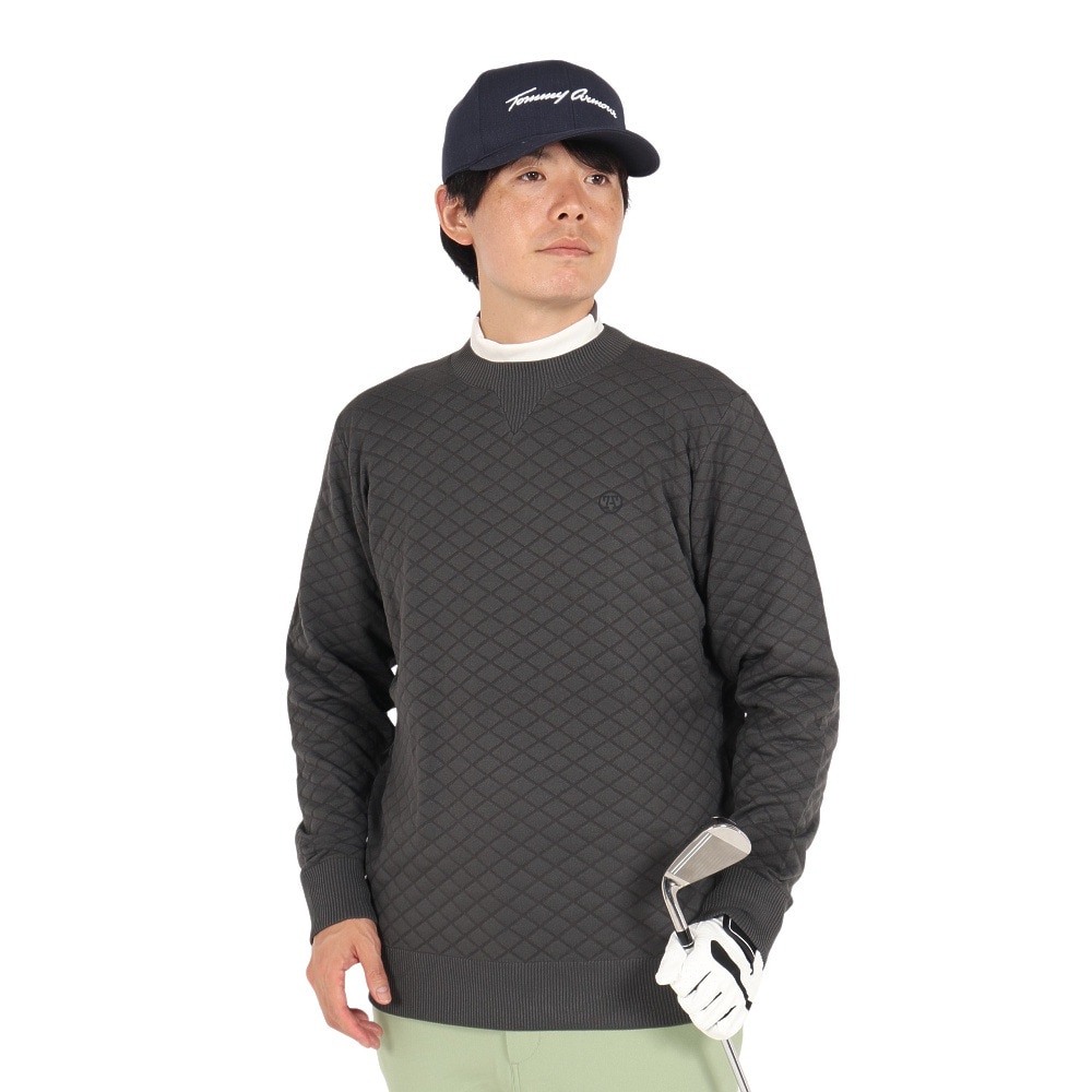 トミーアーマー（Tommy Armour）（メンズ）ゴルフウェア 長袖スウェット キルティング クルーネックニット TASL24F030007 CGRY