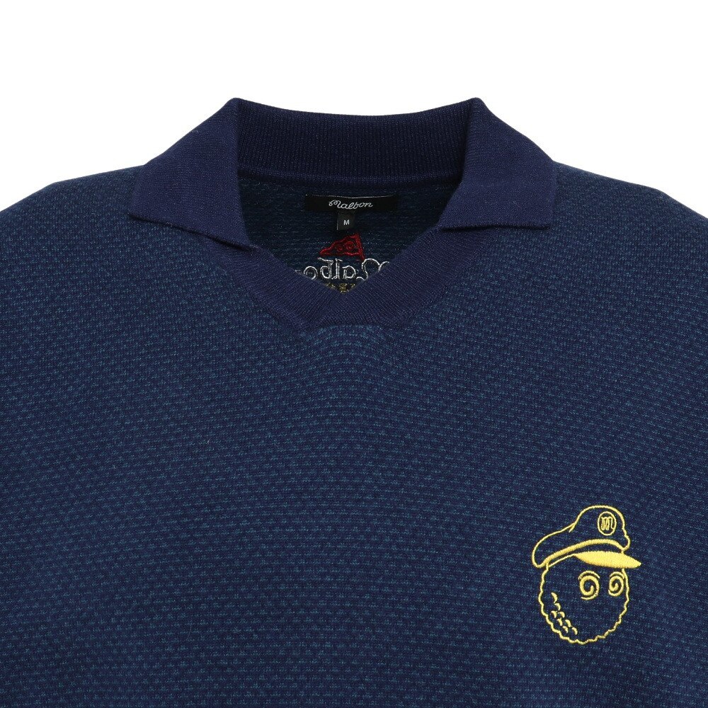 マルボンゴルフ（Malbon Glolf）（メンズ）ゴルフウェア 半袖 セーター ポロシャツ M-7533-NVY