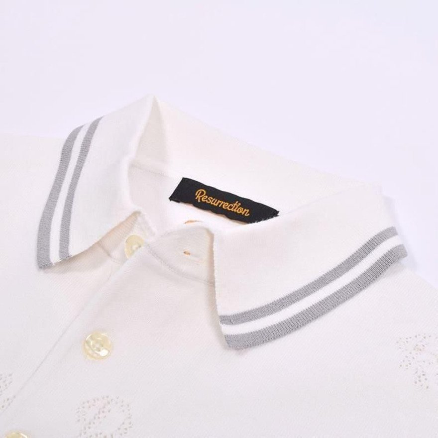 レザレクション（Resurrection）（メンズ）ゴルフウェア メッシュロゴ ニットポロシャツ BF12KNPS04-M WHT