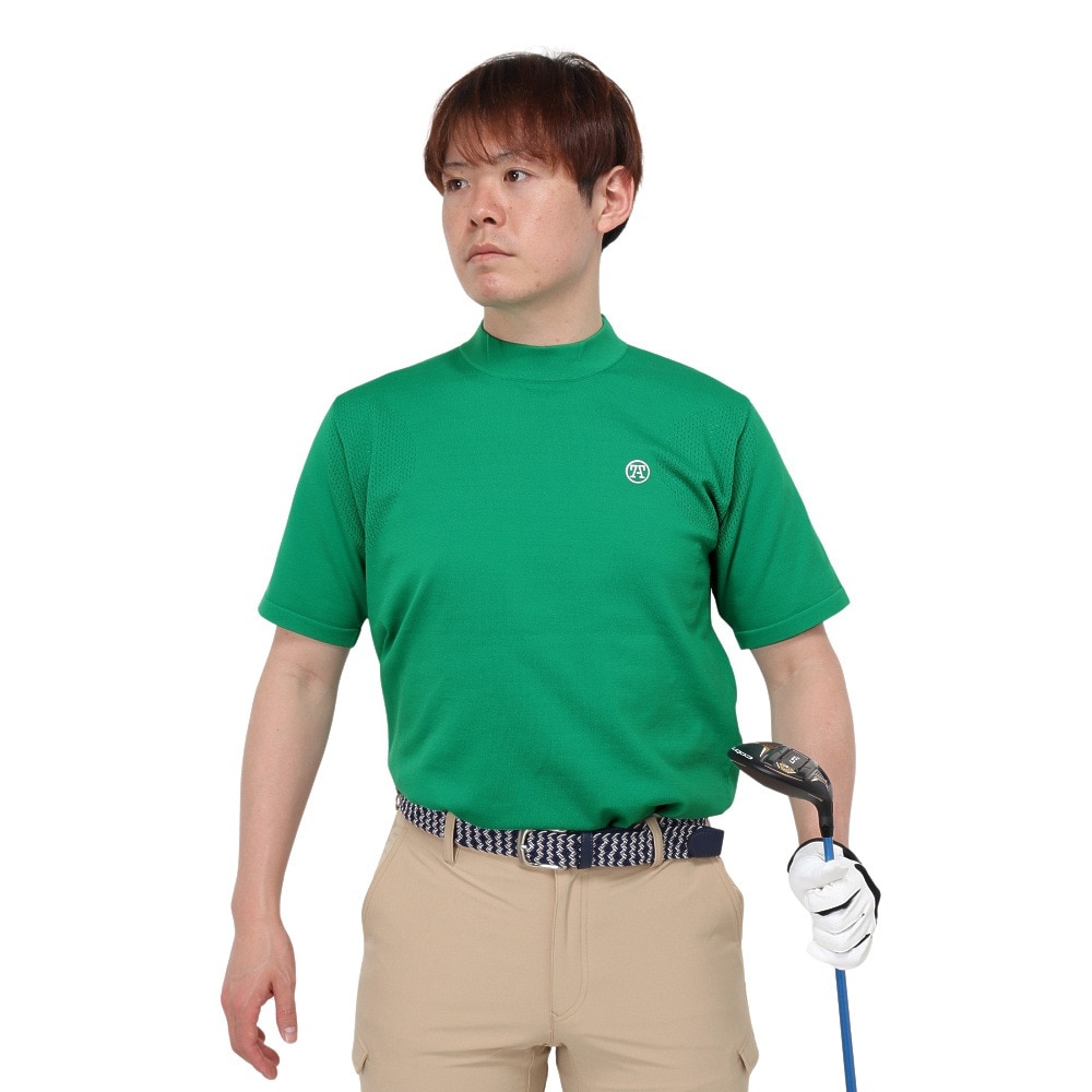 トミーアーマー（Tommy Armour）（メンズ）ゴルフウェア 半袖ニット モックネック TASL24S030003 GRN