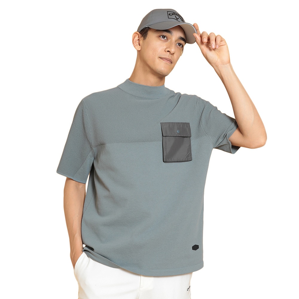 キャロウェイ（CALLAWAY）（メンズ）ゴルフウェア 半袖 カノコ編みニット モックネックシャツ C25134103-1021