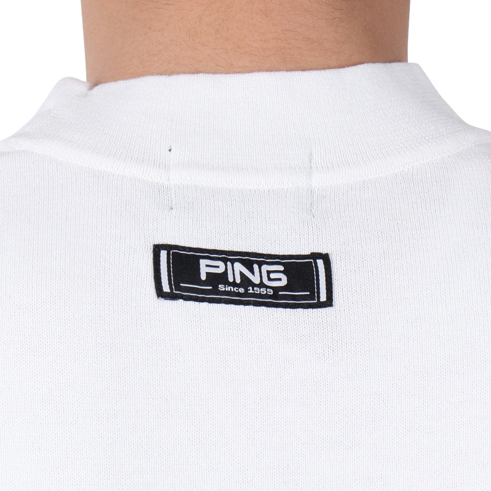ピン（PING）（メンズ）ゴルフウェア 吸水速乾 遮熱 Mr.PING ジャガード 半袖ハイネックニットプルオーバー 621-5175201-030