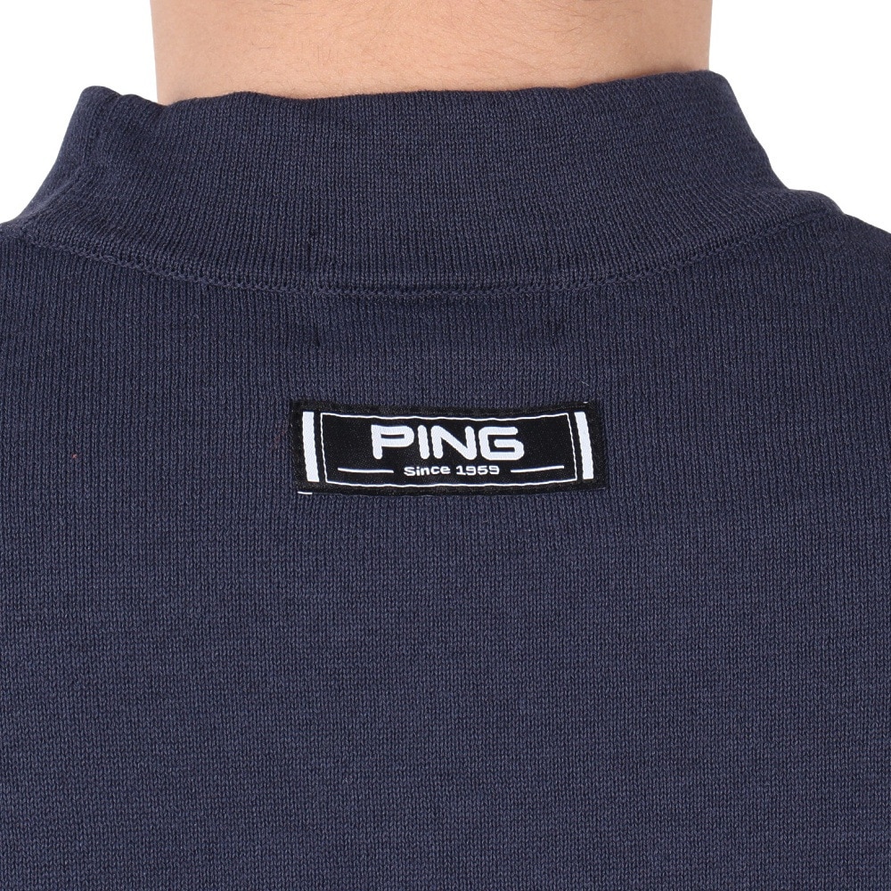 ピン（PING）（メンズ）ゴルフウェア 吸水速乾 遮熱 Mr.PING ジャガード 半袖ハイネックニットプルオーバー 621-5175201-120