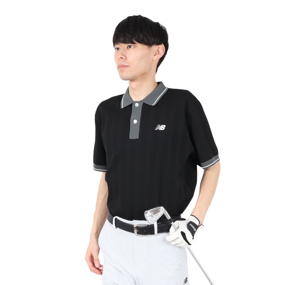 ニューバランス（new balance）（メンズ）ゴルフウェア ハーフスリーブ ニット ポロシャツ 012-5175001-010