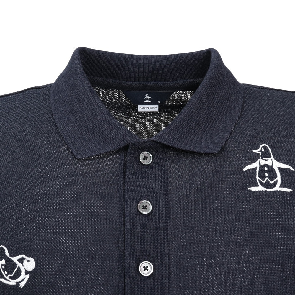 マンシングウエア（MUNSING WEAR）（メンズ）ゴルフウェア 70周年 アーカイブペンギン飛び刺繍 半袖ポロシャツ MG5SHS38M NV00
