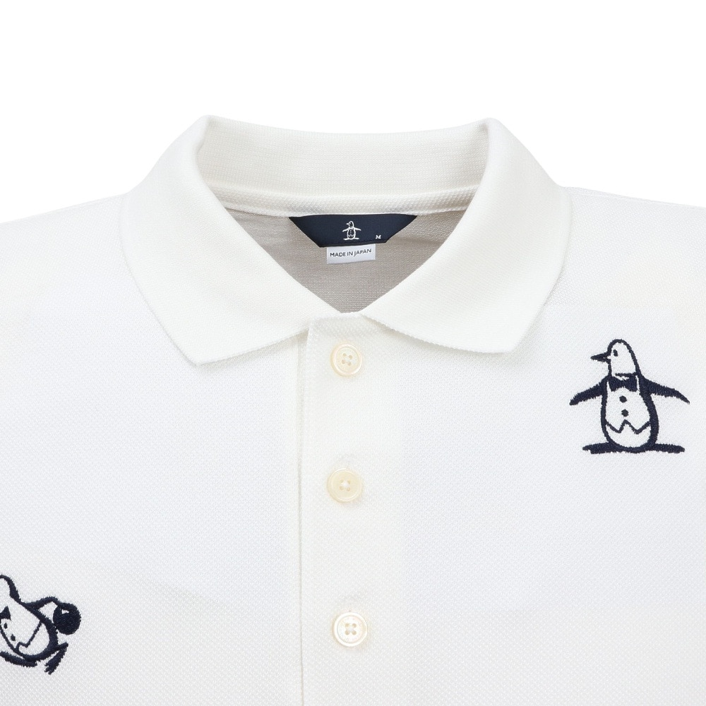 マンシングウエア（MUNSING WEAR）（メンズ）ゴルフウェア 70周年 アーカイブペンギン飛び刺繍 半袖ポロシャツ MG5SHS38M WH00