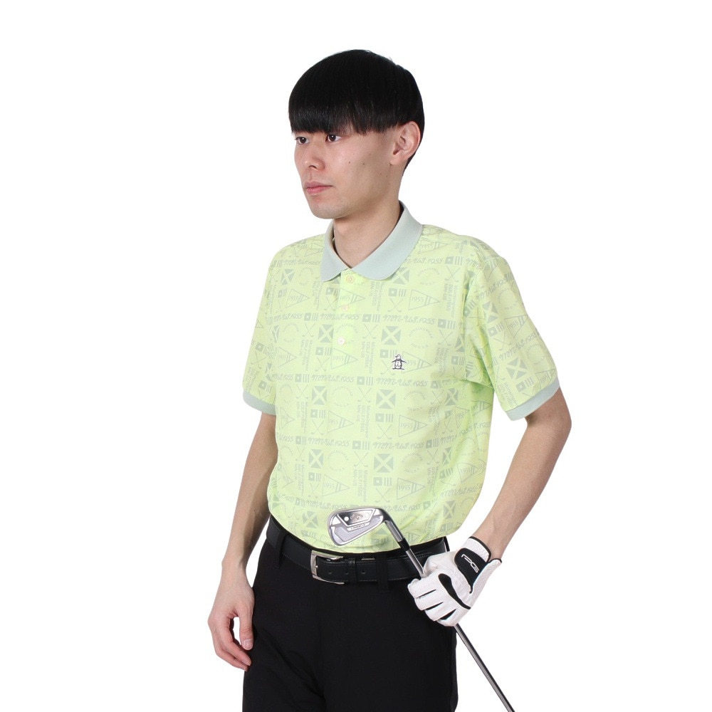 マンシングウエア（MUNSING WEAR）（メンズ）ゴルフウェア サンスクリーン グラフィック総柄プリント 半袖ポロシャツ MG5SHS40M LM00
