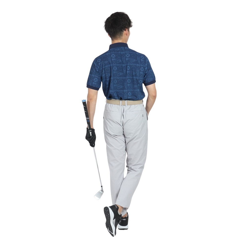 マンシングウエア（MUNSING WEAR）（メンズ）ゴルフウェア 吸汗速乾 遮熱 サンスクリーン グラフィック総柄プリント 半袖ポロシャツ MG5SHS40M NV00