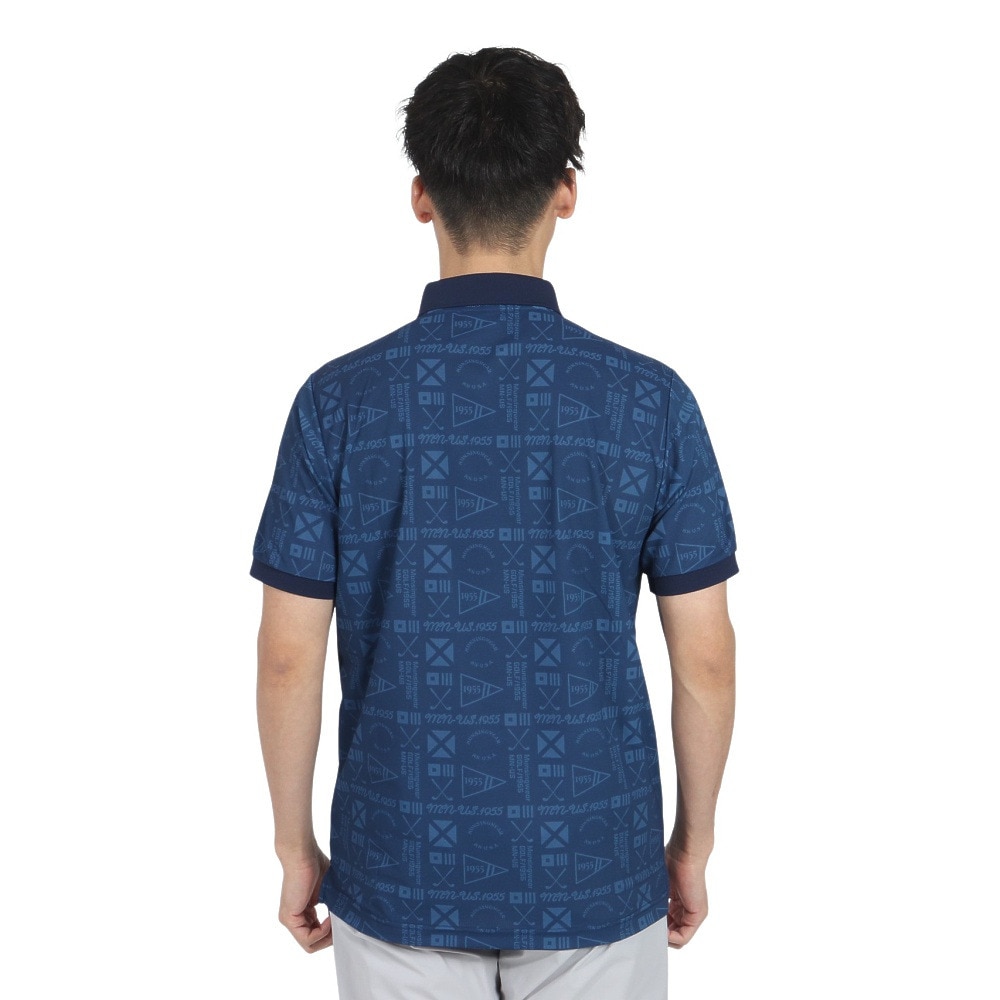 マンシングウエア（MUNSING WEAR）（メンズ）ゴルフウェア 吸汗速乾 遮熱 サンスクリーン グラフィック総柄プリント 半袖ポロシャツ MG5SHS40M NV00