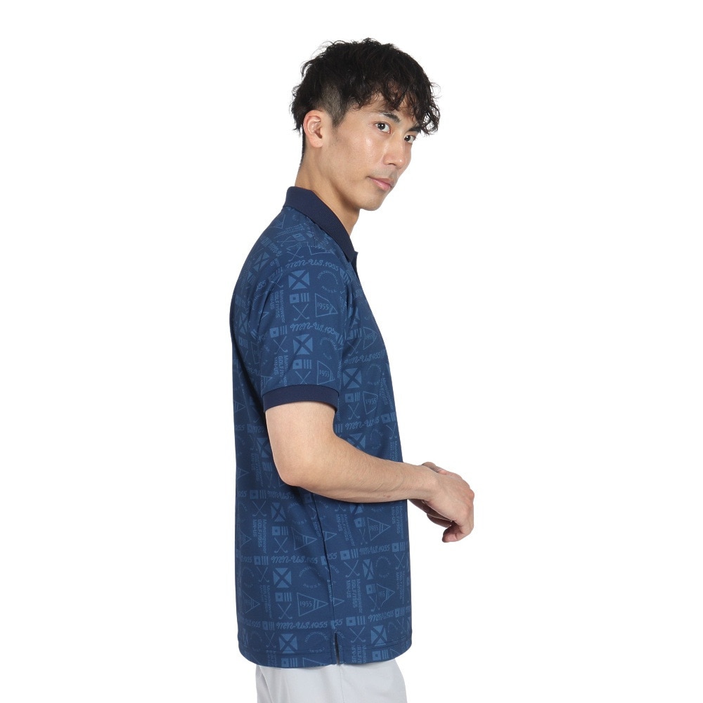 マンシングウエア（MUNSING WEAR）（メンズ）ゴルフウェア 吸汗速乾 遮熱 サンスクリーン グラフィック総柄プリント 半袖ポロシャツ MG5SHS40M NV00