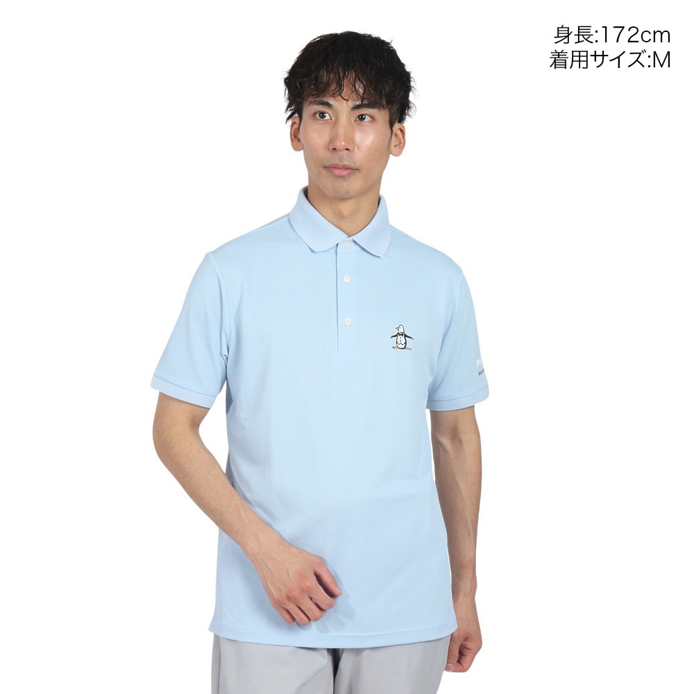 マンシングウエア（MUNSING WEAR）（メンズ）ゴルフウェア 吸汗速乾 遮熱 サンスクリーン 鹿の子ワンポイント刺繍 半袖ポロシャツ MG5SHS81M SA00