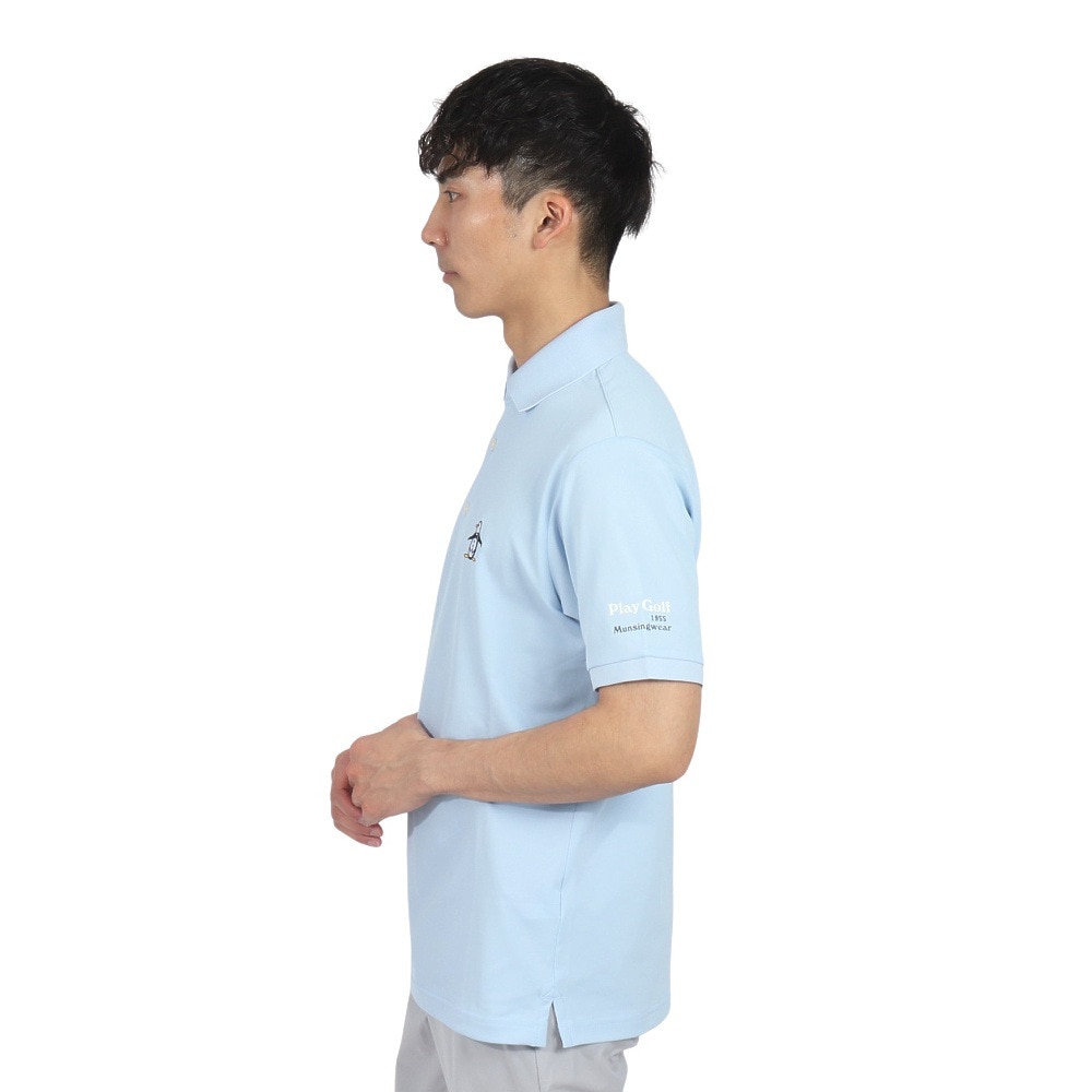 マンシングウエア（MUNSING WEAR）（メンズ）ゴルフウェア 吸汗速乾 遮熱 サンスクリーン 鹿の子ワンポイント刺繍 半袖ポロシャツ MG5SHS81M SA00