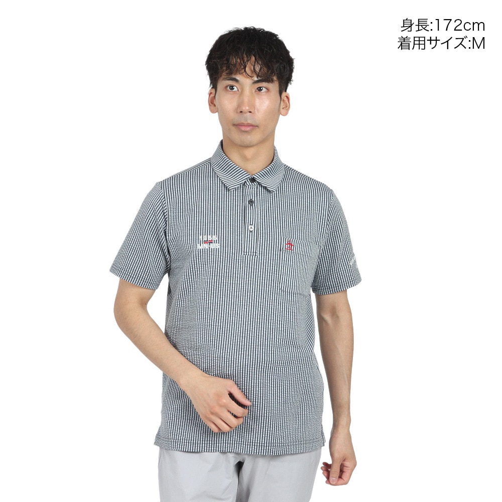 マンシングウエア（MUNSING WEAR）（メンズ）ゴルフウェア ストライプ サッカー半袖ポロシャツ MG5SHS83M NV00
