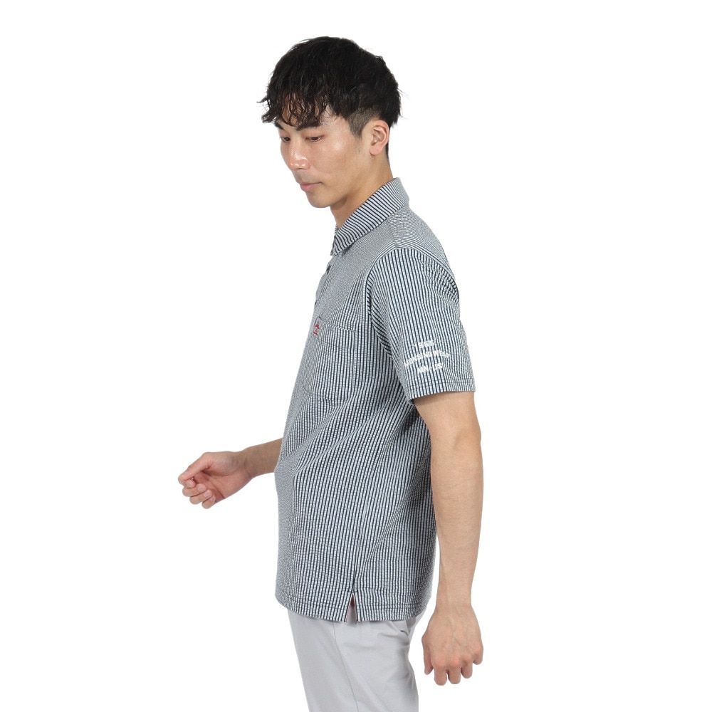マンシングウエア（MUNSING WEAR）（メンズ）ゴルフウェア ストライプ サッカー半袖ポロシャツ MG5SHS83M NV00