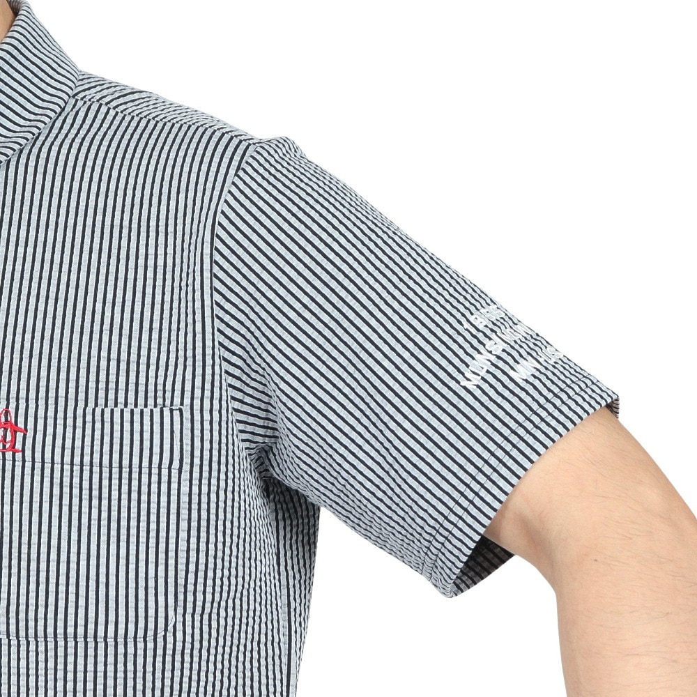 マンシングウエア（MUNSING WEAR）（メンズ）ゴルフウェア ストライプ サッカー半袖ポロシャツ MG5SHS83M NV00