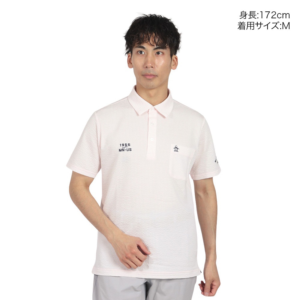 マンシングウエア（MUNSING WEAR）（メンズ）ゴルフウェア ストライプ サッカー半袖ポロシャツ MG5SHS83M PK00