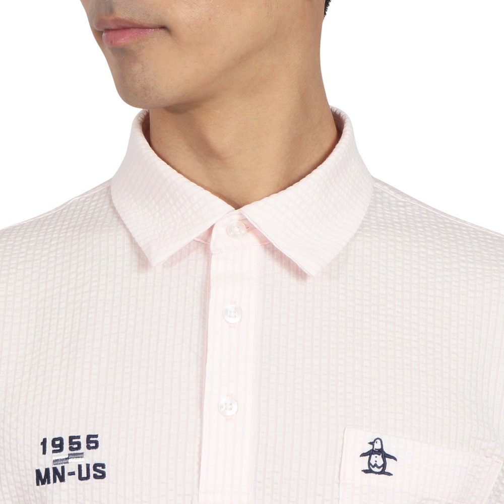 マンシングウエア（MUNSING WEAR）（メンズ）ゴルフウェア ストライプ サッカー半袖ポロシャツ MG5SHS83M PK00