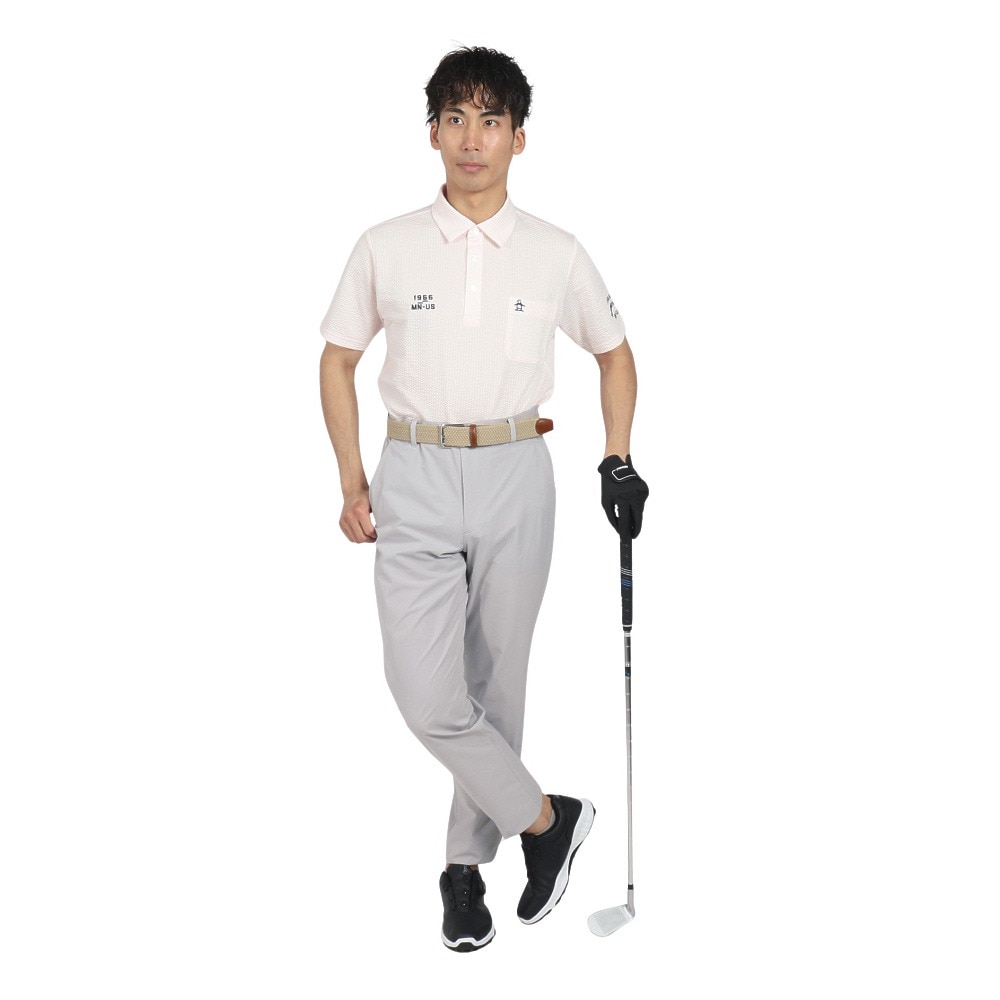 マンシングウエア（MUNSING WEAR）（メンズ）ゴルフウェア ストライプ サッカー半袖ポロシャツ MG5SHS83M PK00