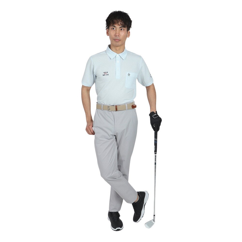 マンシングウエア（MUNSING WEAR）（メンズ）ゴルフウェア ストライプ サッカー半袖ポロシャツ MG5SHS83M SA00