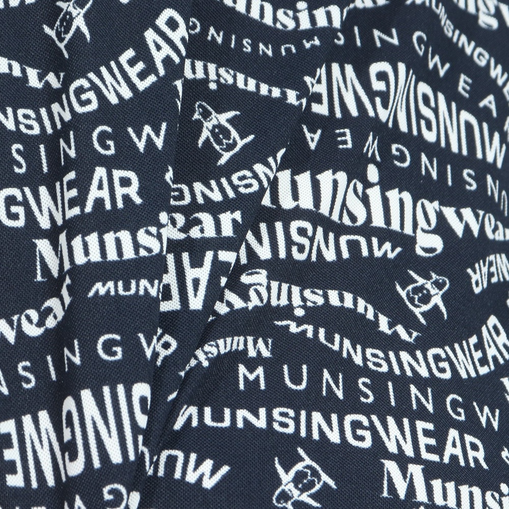 マンシングウエア（MUNSING WEAR）（メンズ）ゴルフウェア 吸汗速乾 遮熱 サンスクリーン マルチロゴ総柄プリント 半袖ポロシャツ MG5SHS84M NV00