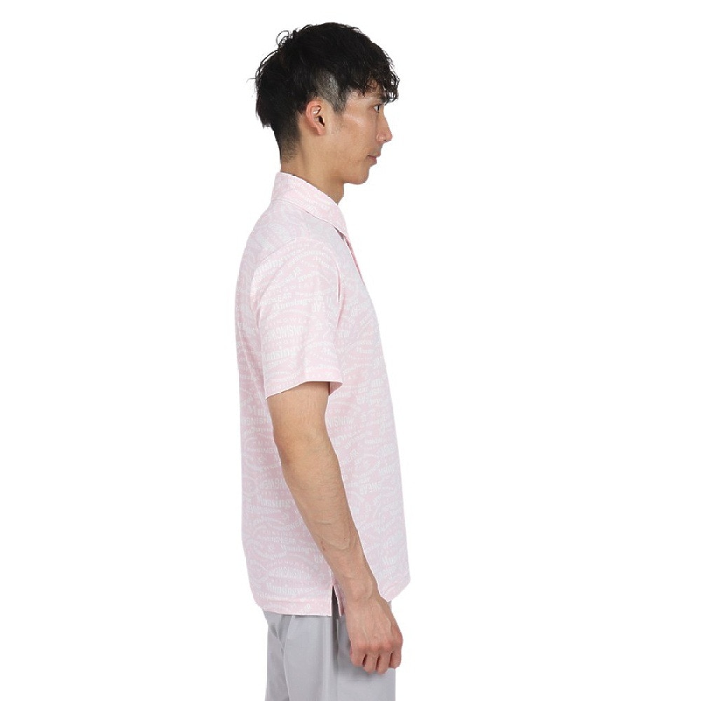 マンシングウエア（MUNSING WEAR）（メンズ）ゴルフウェア 吸汗速乾 遮熱 サンスクリーン マルチロゴ総柄プリント 半袖ポロシャツ MG5SHS84M PK00