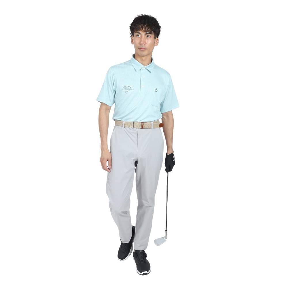 マンシングウエア（MUNSING WEAR）（メンズ）ゴルフウェア 吸汗 ストレッチ 千鳥ジャガード 半袖ポロシャツ MG5SHS86M EM00