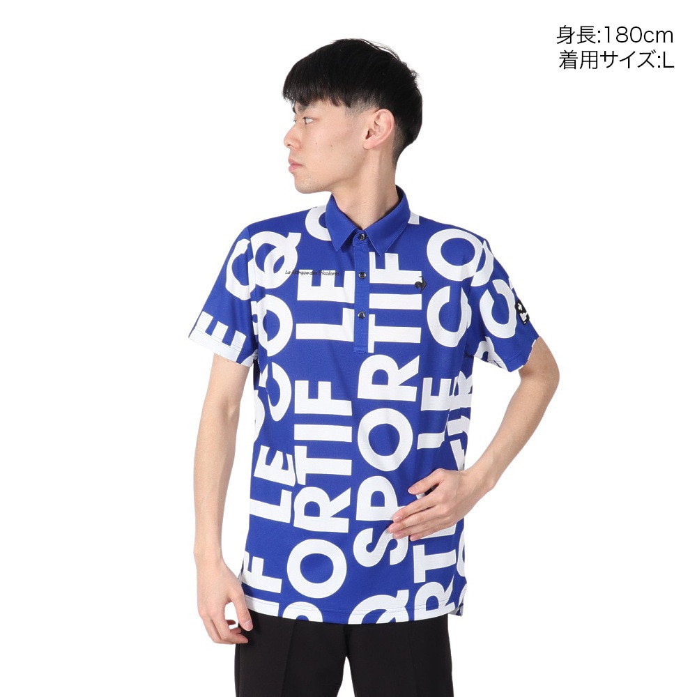 ルコックスポルティフ（lecoqsportif）（メンズ）ゴルフウェア 吸汗速乾 マルチカラー ロゴ柄半袖シャツ LG5SHS05M BL00