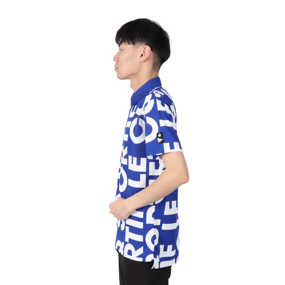 ルコックスポルティフ（lecoqsportif）（メンズ）ゴルフウェア 吸汗速乾 マルチカラー ロゴ柄半袖シャツ LG5SHS05M BL00
