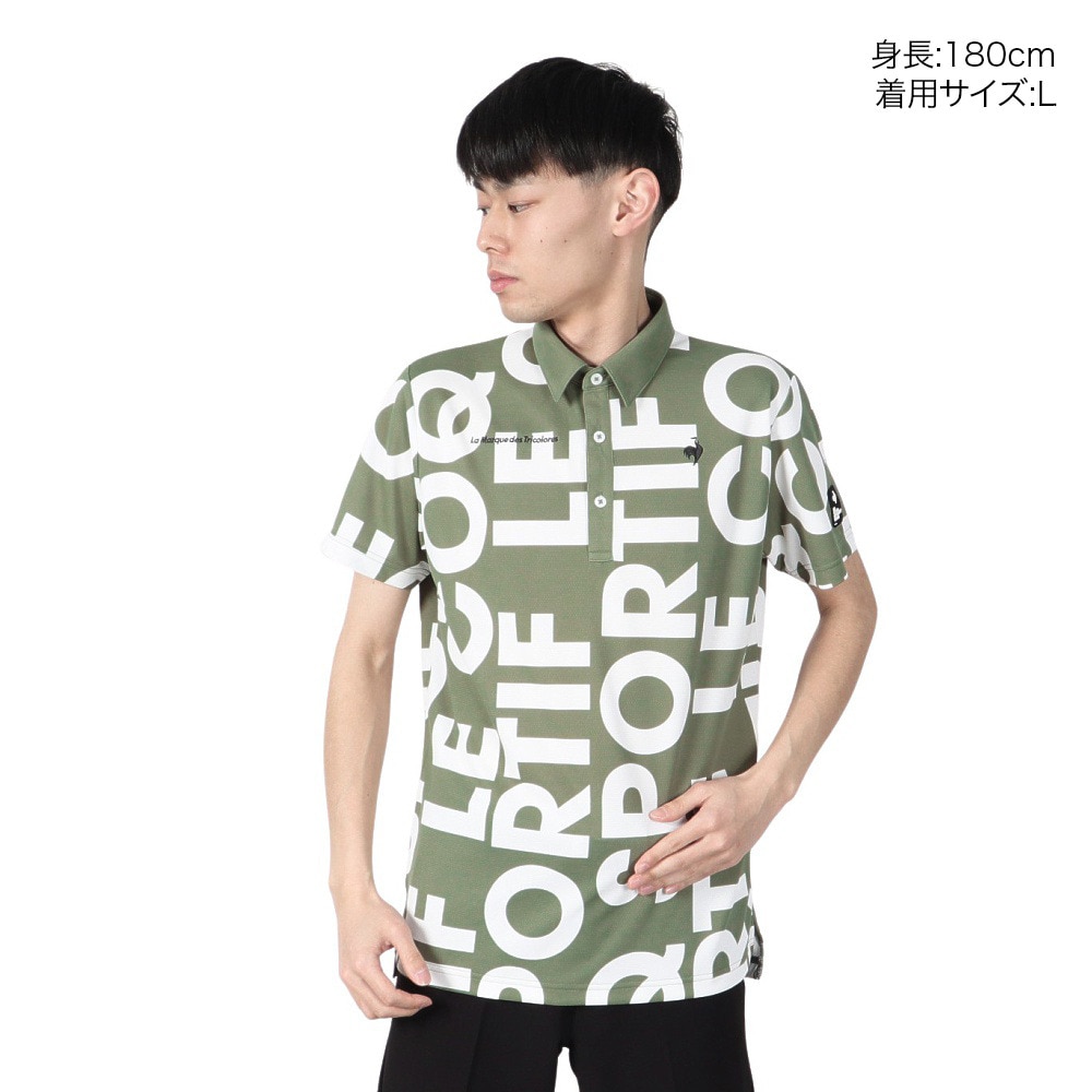 ルコックスポルティフ（lecoqsportif）（メンズ）ゴルフウェア 吸汗速乾 マルチカラーロゴ柄半袖シャツ LG5SHS05M KH00