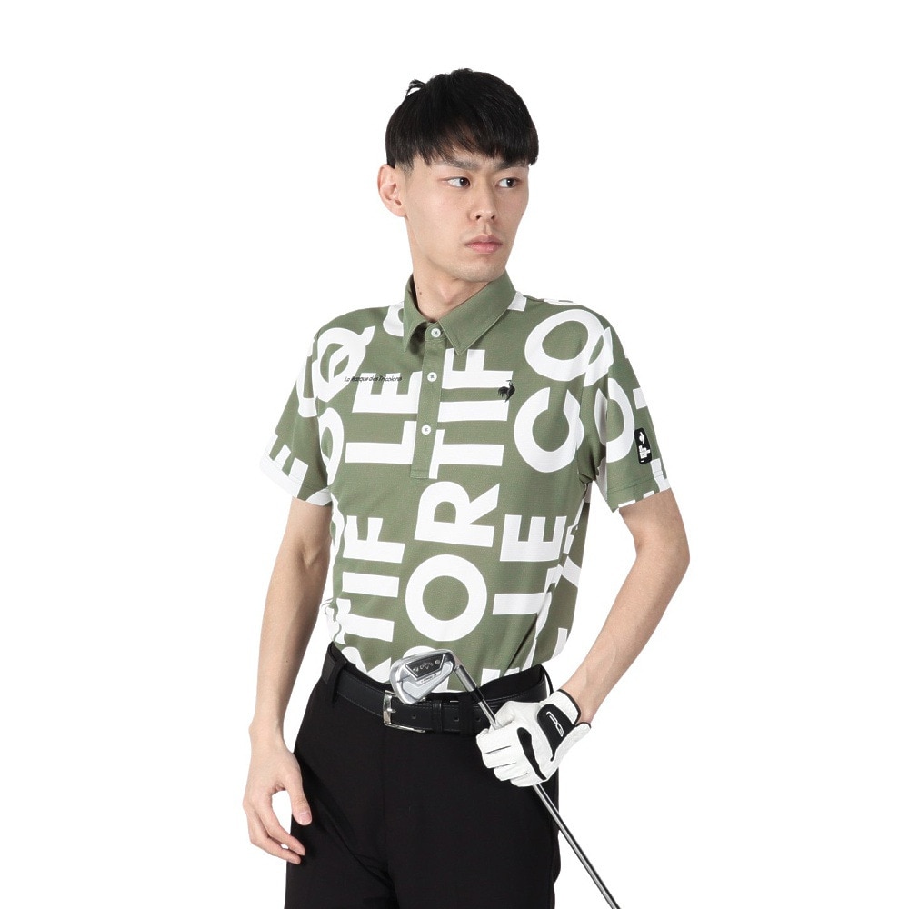 ルコックスポルティフ（lecoqsportif）（メンズ）ゴルフウェア 吸汗速乾 マルチカラーロゴ柄半袖シャツ LG5SHS05M KH00