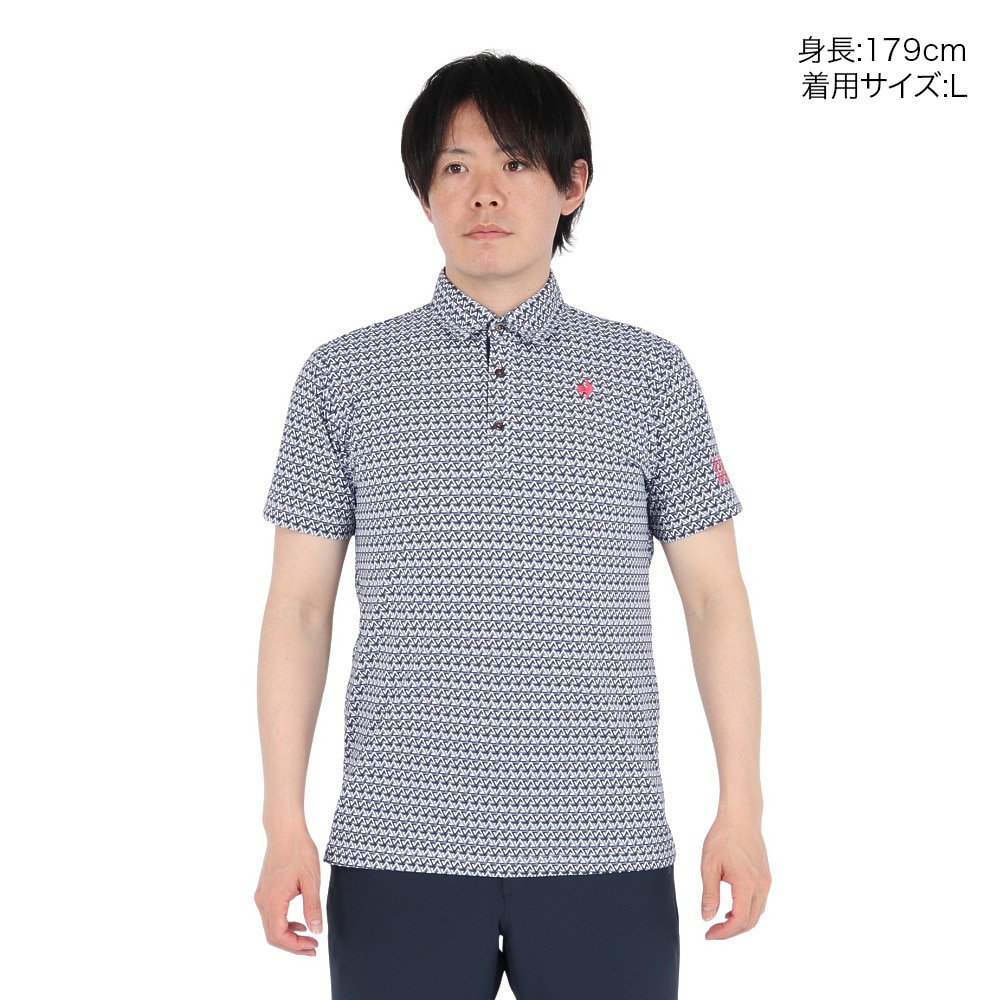 ルコックスポルティフ（lecoqsportif）（メンズ）ゴルフウェア ストレッチ トライアングル 小柄半袖シャツ LG5SHS06M NV00