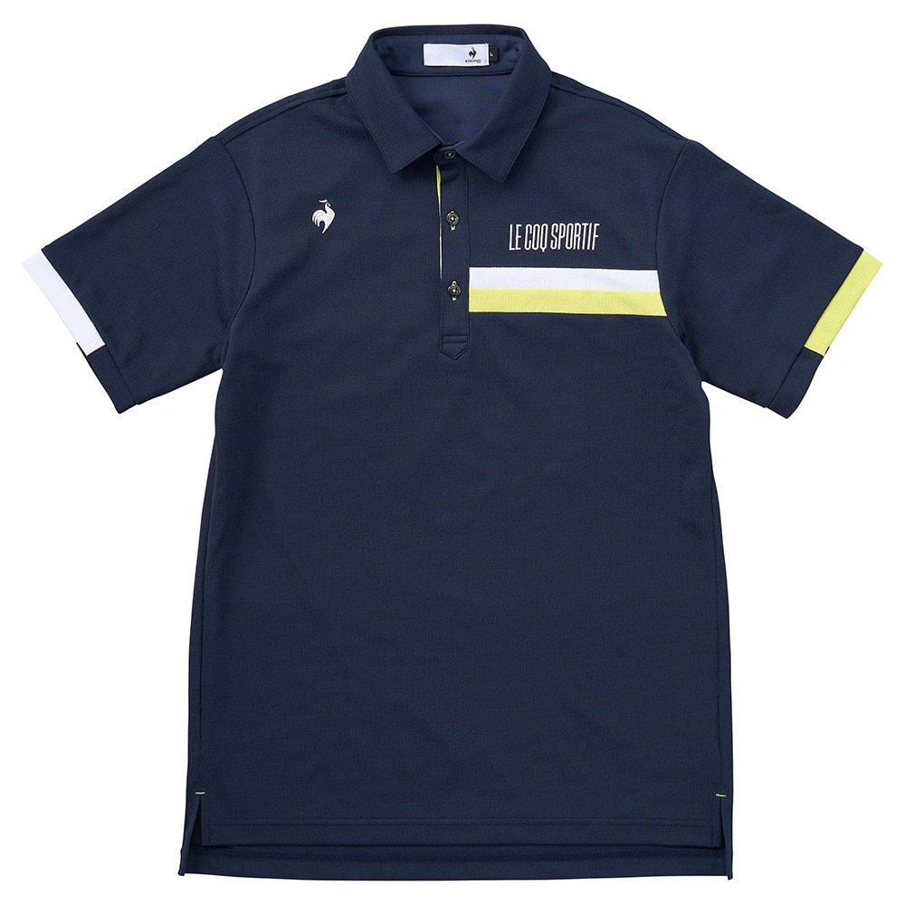 ルコックスポルティフ（lecoqsportif）（メンズ）ゴルフウェア メッシュ 小柄ジャガード 半袖ポロシャツ LG5SHS08M NV00